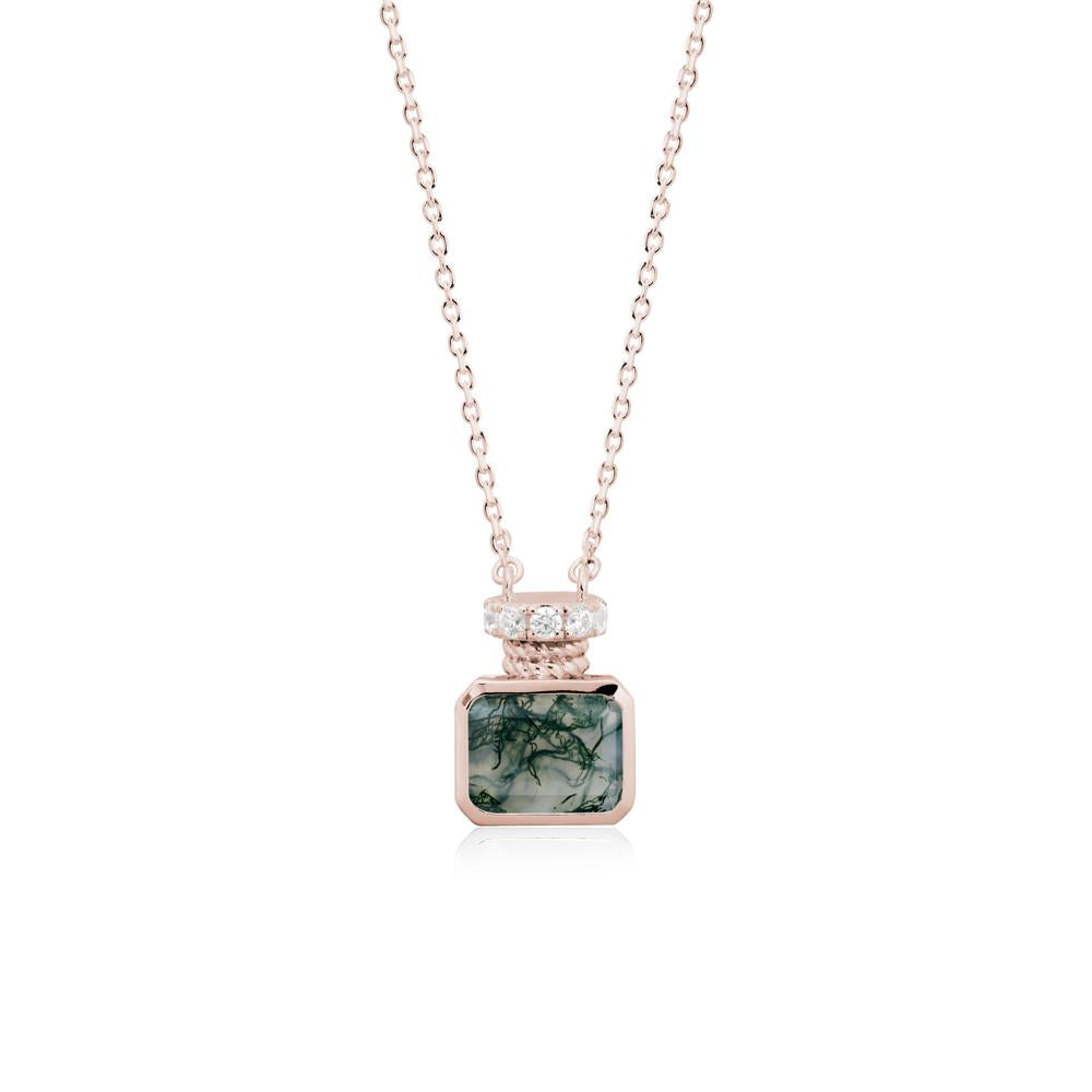 Solitaire Emerald Cut Moss Agate Necklace - LUO Jewelry #metal_14k rose gold