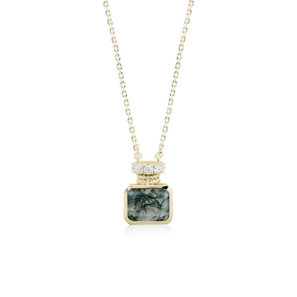 Solitaire Emerald Cut Moss Agate Necklace - LUO Jewelry #metal_14k yellow gold