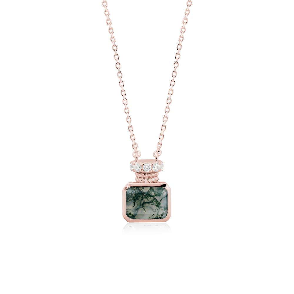 Solitaire Emerald Cut Moss Agate Necklace - LUO Jewelry #metal_18k rose gold