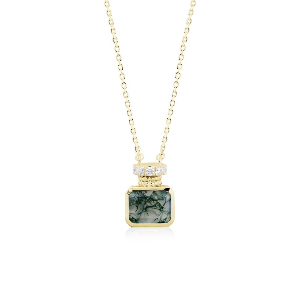 Solitaire Emerald Cut Moss Agate Necklace - LUO Jewelry #metal_18k yellow gold