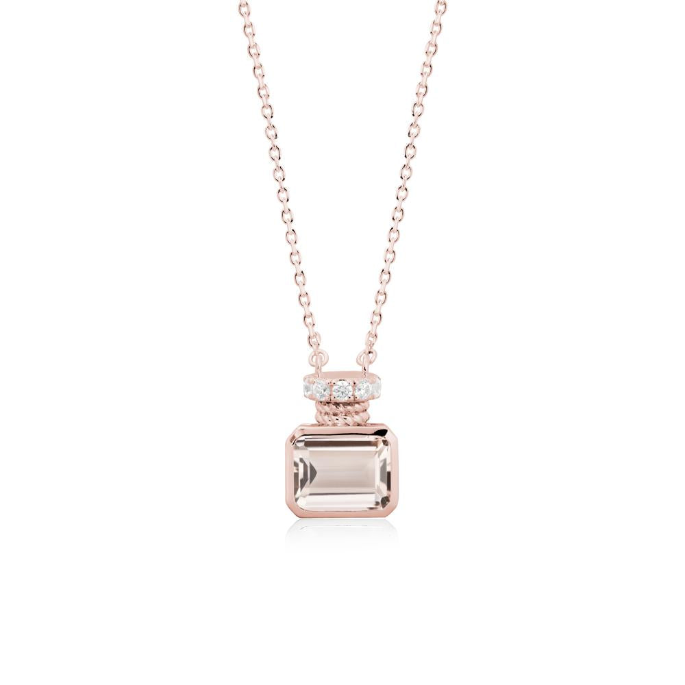 Bezel Set Emerald Cut Morganite Necklace - LUO Jewelry #metal_18k rose gold