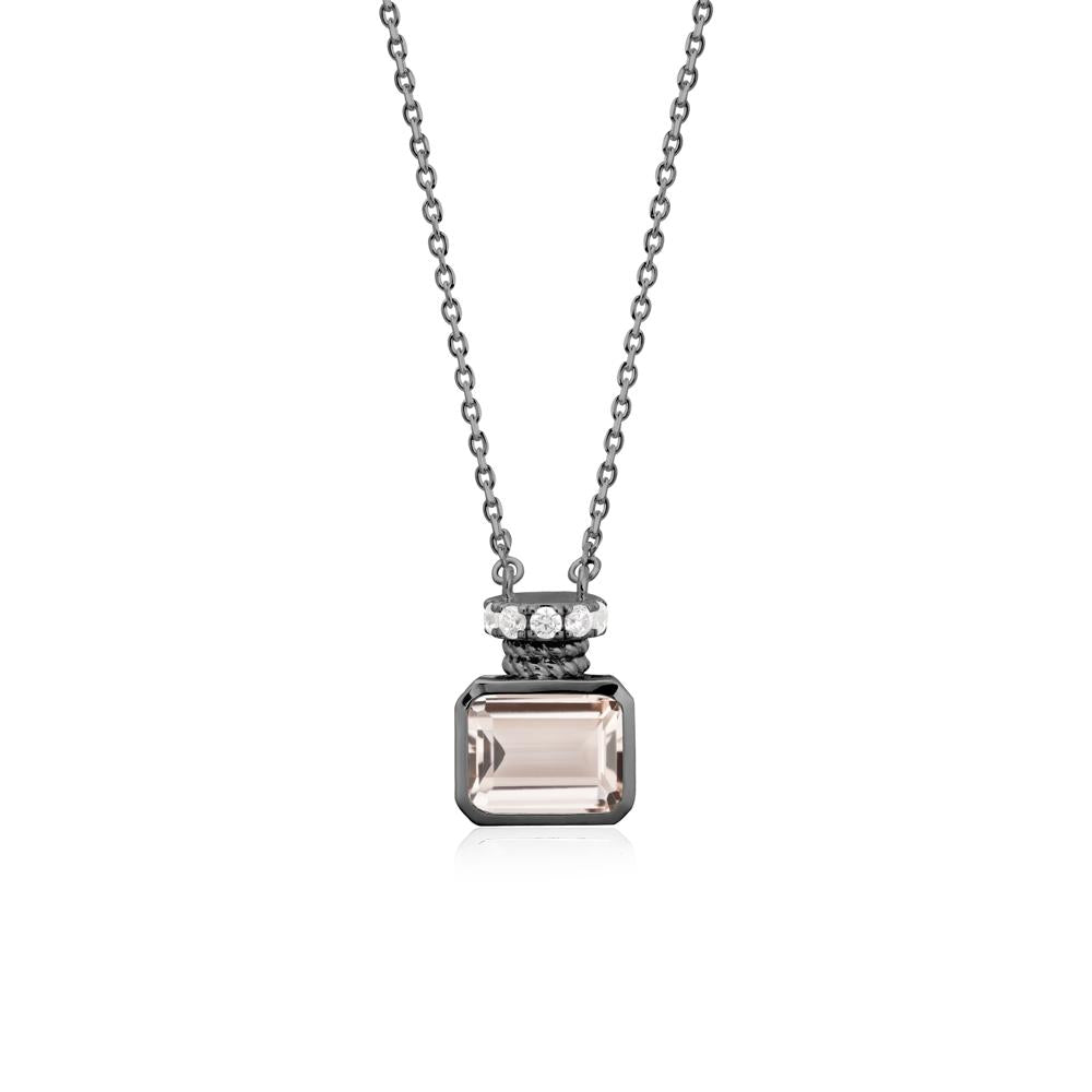 Bezel Set Emerald Cut Morganite Necklace - LUO Jewelry #metal_black finish sterling silver