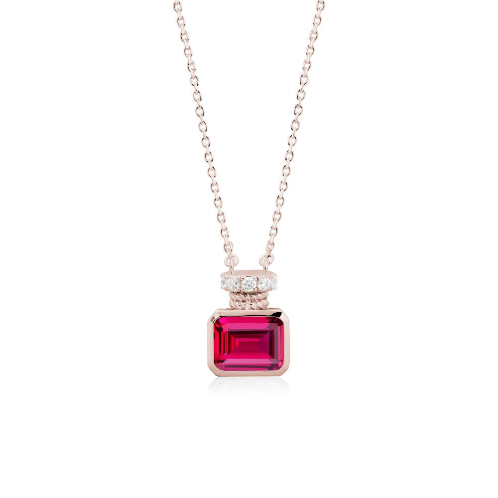 Solitaire Emerald Cut Ruby Necklace - LUO Jewelry #metal_14k rose gold