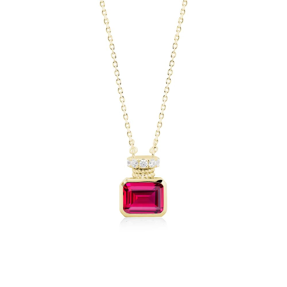 Solitaire Emerald Cut Ruby Necklace - LUO Jewelry #metal_18k yellow gold