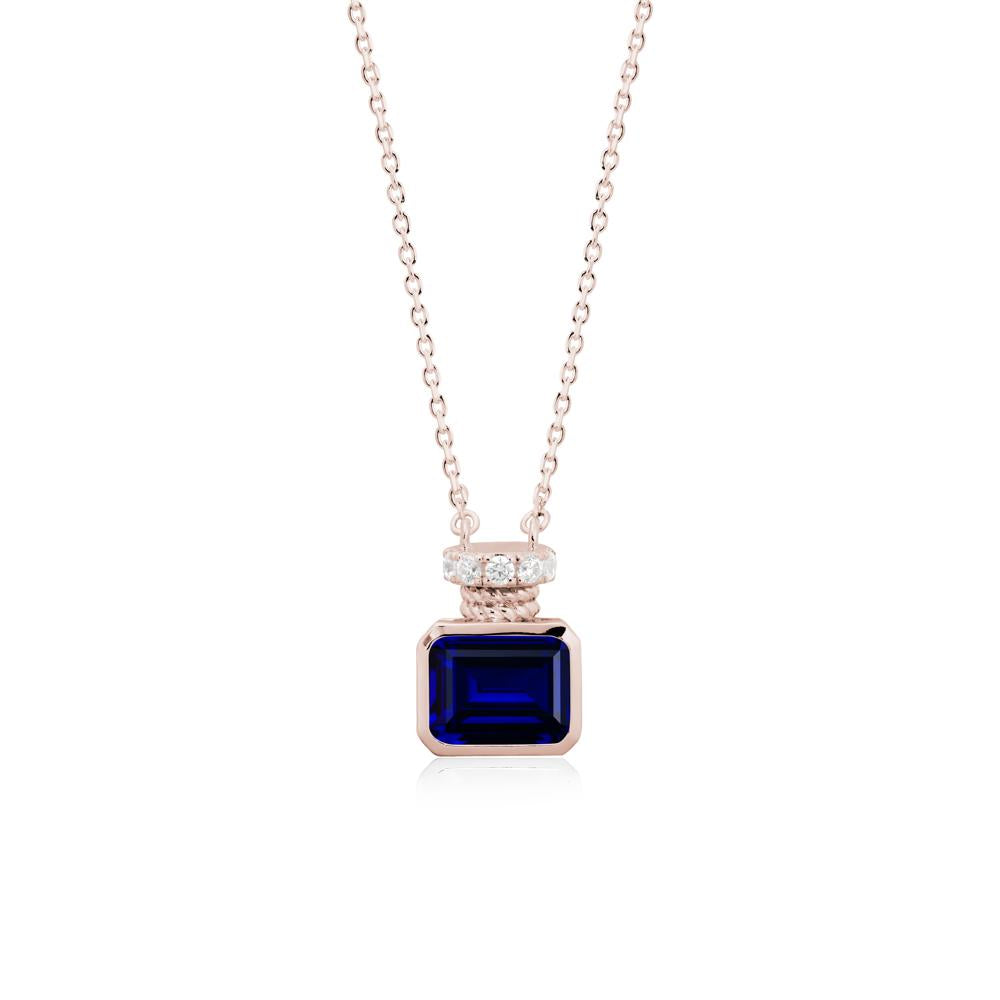 Sapphire Perfume Bottle Design Pendant Necklace - LUO Jewelry #metal_14k rose gold