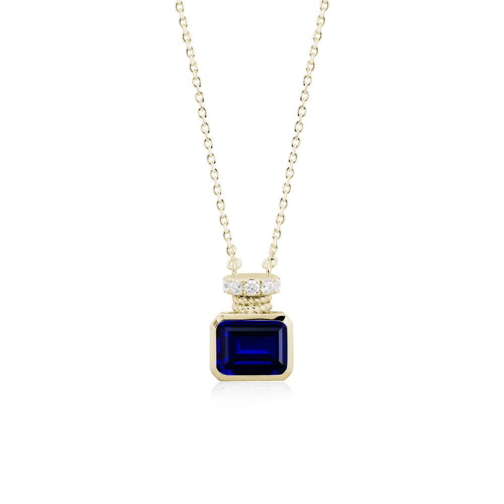 Sapphire Perfume Bottle Design Pendant Necklace - LUO Jewelry #metal_14k yellow gold