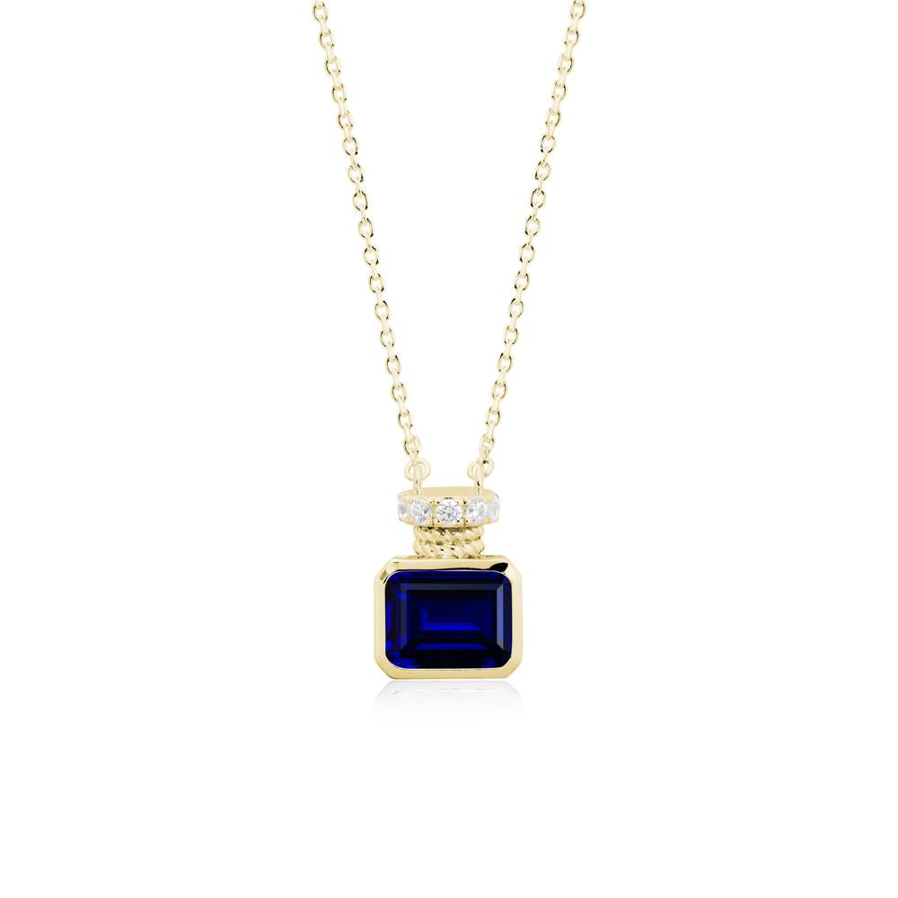 Sapphire Perfume Bottle Design Pendant Necklace - LUO Jewelry #metal_18k yellow gold