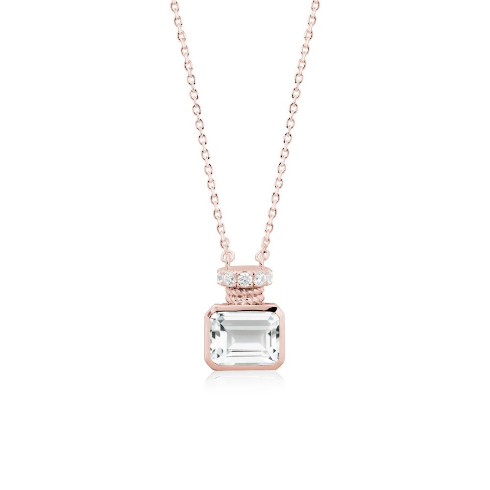 White Topaz Perfume Bottle Design Pendant Necklace - LUO Jewelry #metal_18k rose gold
