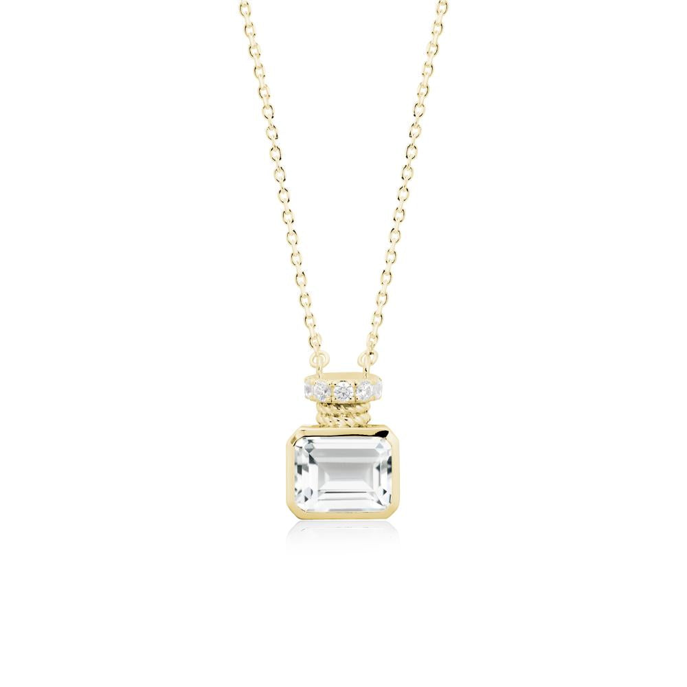 White Topaz Perfume Bottle Design Pendant Necklace - LUO Jewelry #metal_18k yellow gold