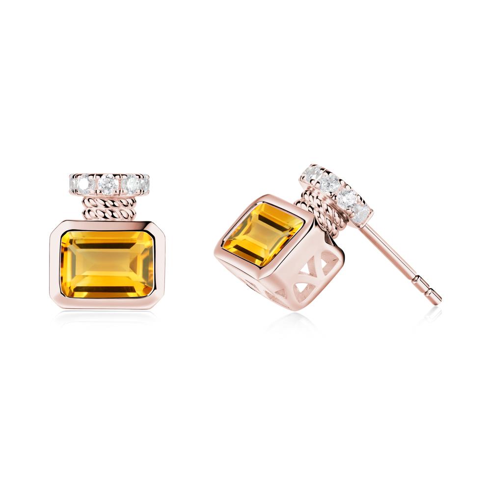 Citrine Perfume Bottle Design Earrings - LUO Jewelry #metal_18k rose gold
