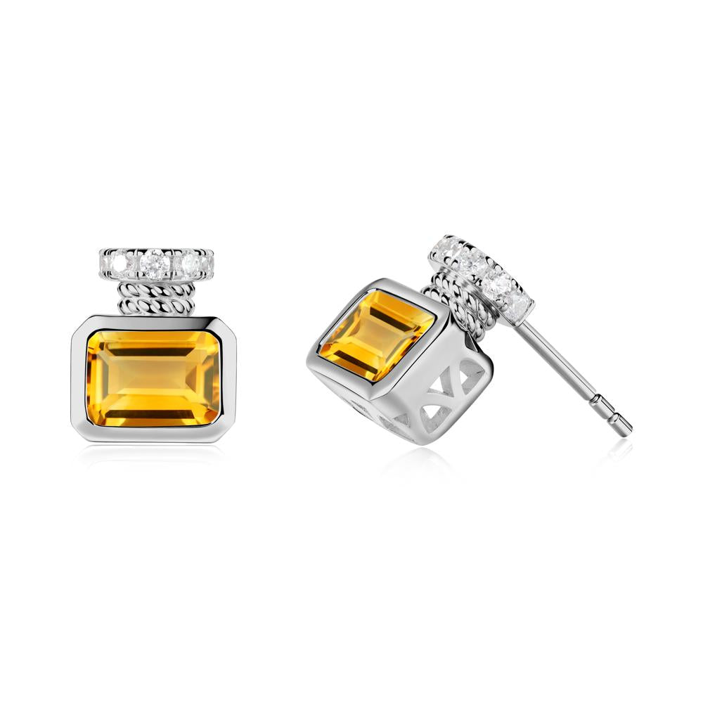 Citrine Perfume Bottle Design Earrings - LUO Jewelry #metal_platinum