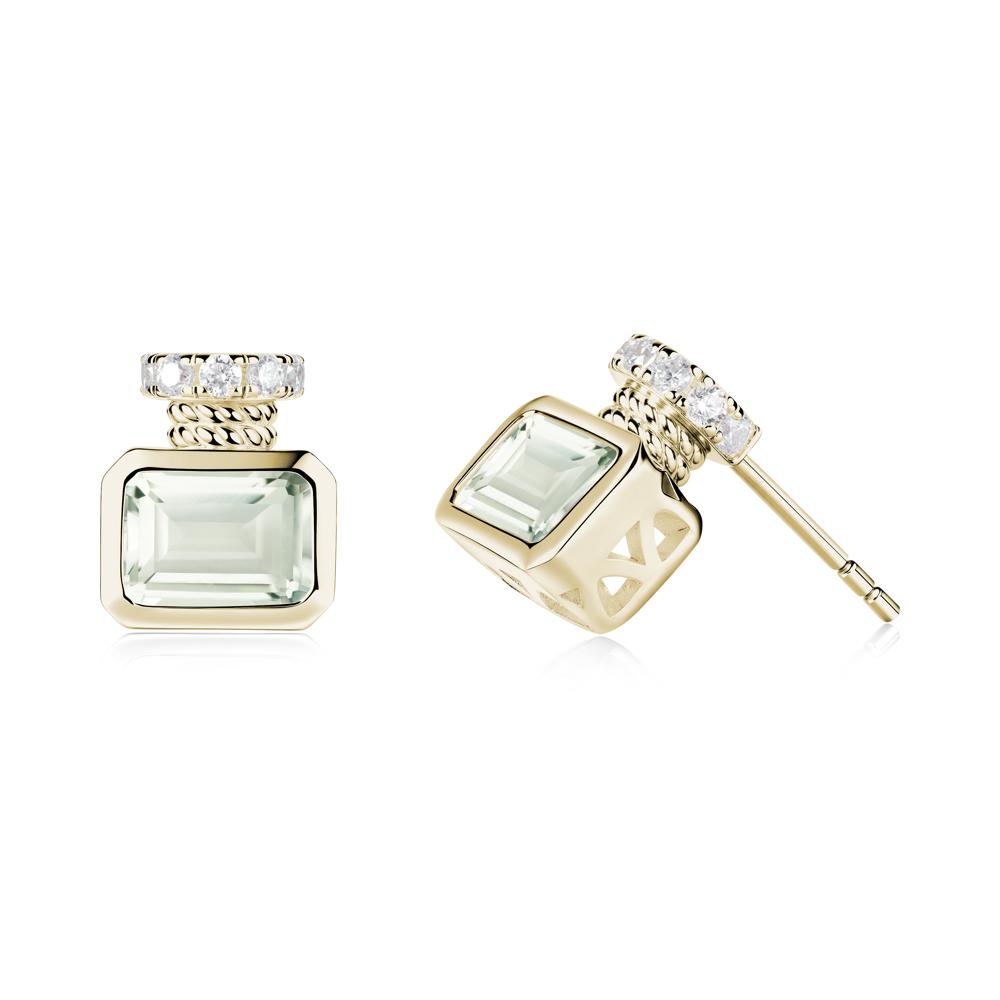 Green Amethyst Perfume Bottle Design Earrings - LUO Jewelry #metal_14k yellow gold