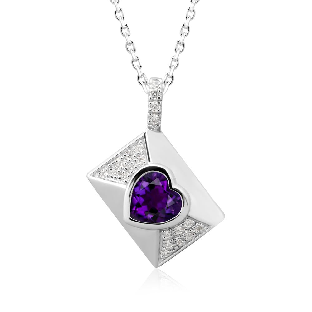 Secret Admirer Amethyst Envelope Necklace - LUO Jewelry #metal_14k white gold