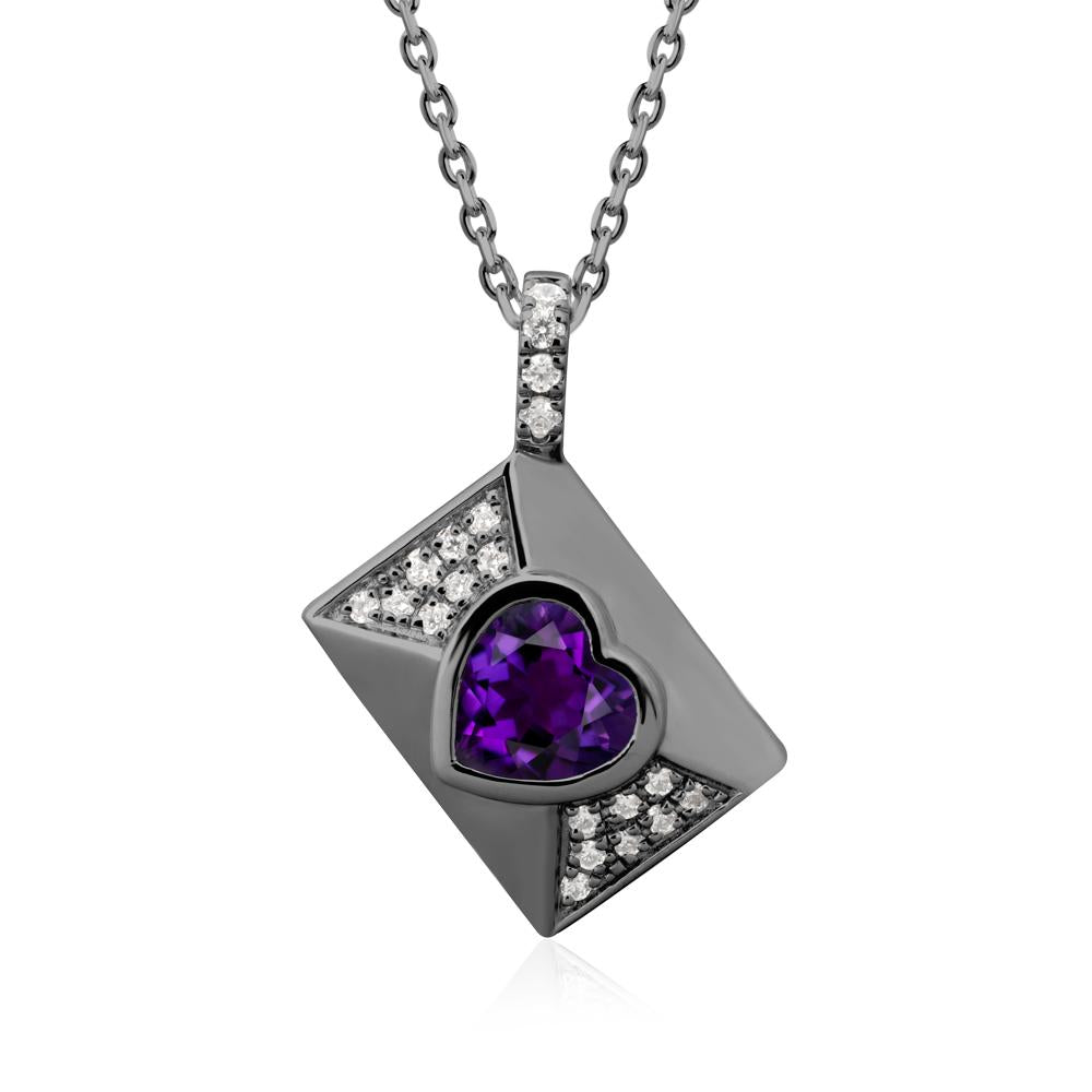 Secret Admirer Amethyst Envelope Necklace - LUO Jewelry #metal_black finish sterling silver