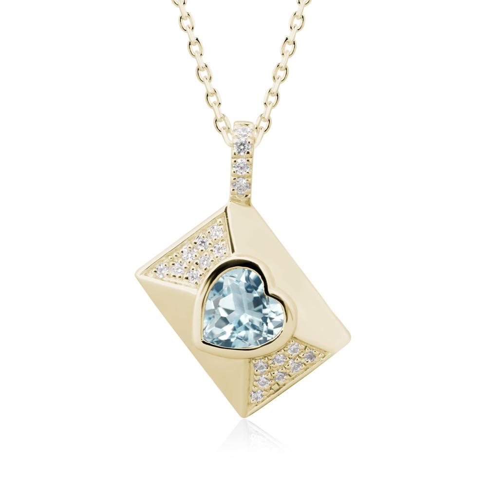Bezel Set Heart Shaped Aquamarine Neckace - LUO Jewelry #metal_14k yellow gold