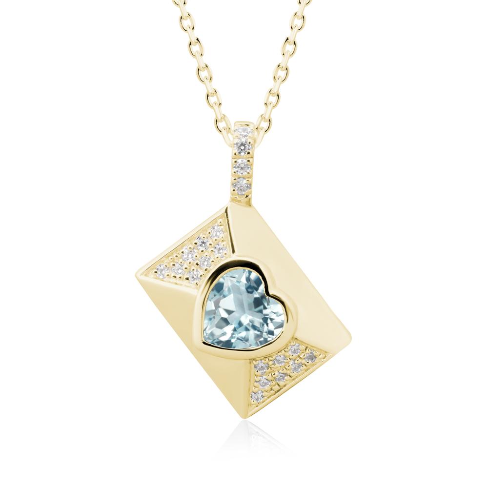 Bezel Set Heart Shaped Aquamarine Neckace - LUO Jewelry #metal_18k yellow gold