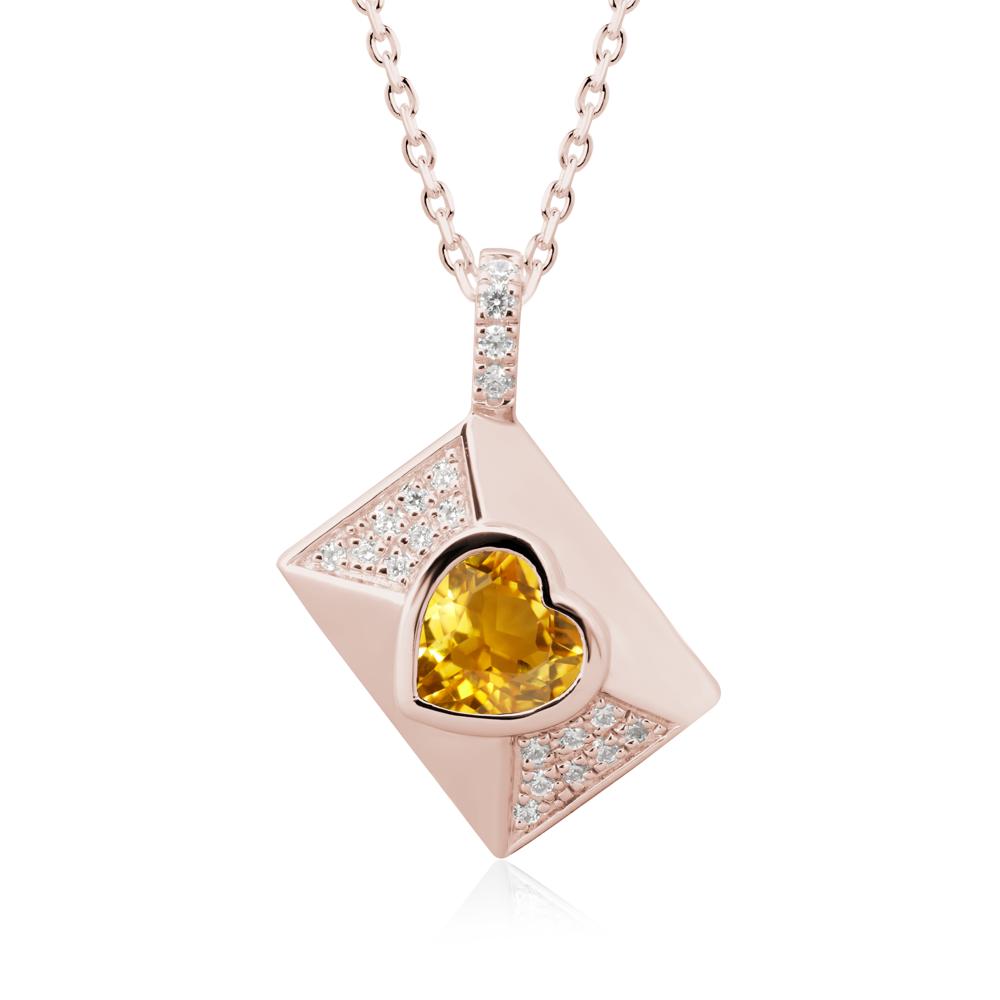 Secret Admirer Citrine Envelope Necklace - LUO Jewelry #metal_14k rose gold