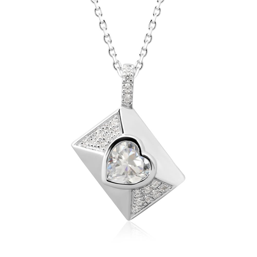 Bezel Set Heart Shaped Cubic Zirconia Neckace - LUO Jewelry #metal_18k white gold