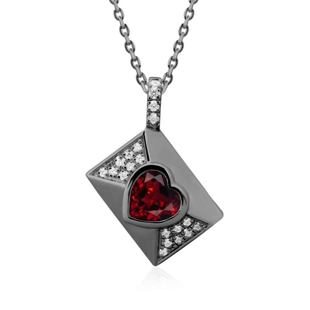 Secret Admirer Garnet Envelope Necklace - LUO Jewelry #metal_black finish sterling silver