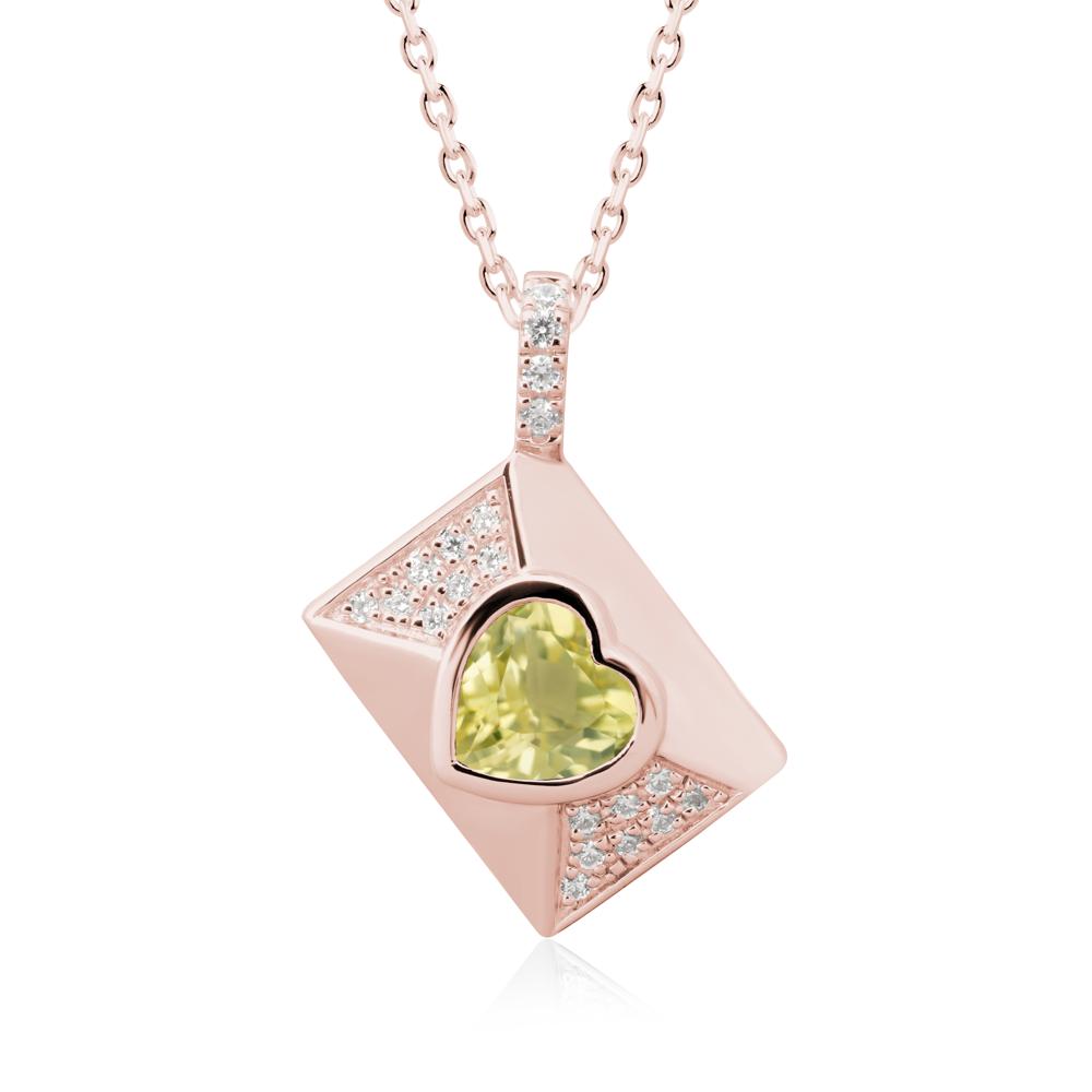 Secret Admirer Lemon Quartz Envelope Necklace - LUO Jewelry #metal_18k rose gold