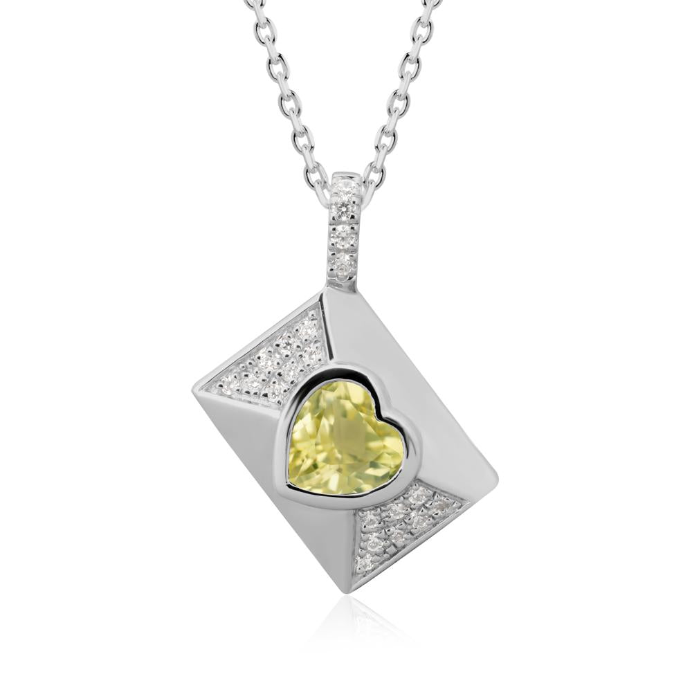Secret Admirer Lemon Quartz Envelope Necklace - LUO Jewelry #metal_platinum