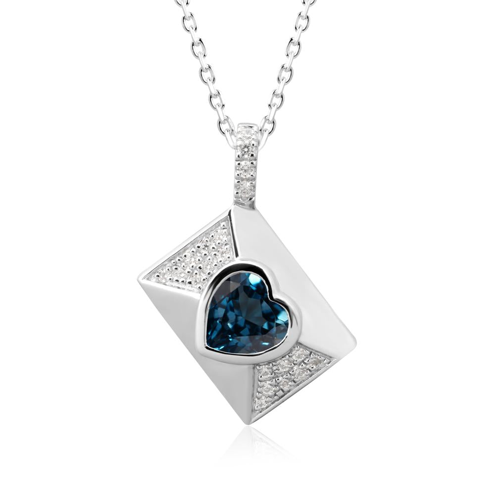 Bezel Set Heart Shaped London Blue Topaz Neckace - LUO Jewelry #metal_sterling silver