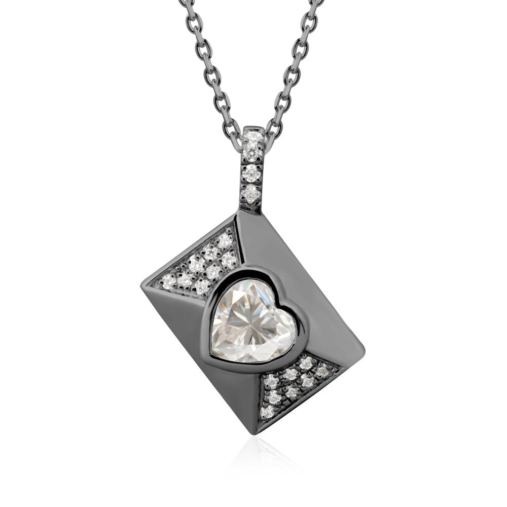 Secret Admirer Moissanite Envelope Necklace - LUO Jewelry #metal_black finish sterling silver