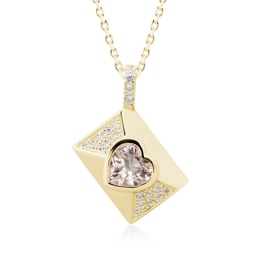 Bezel Set Heart Shaped Morganite Neckace - LUO Jewelry #metal_18k yellow gold