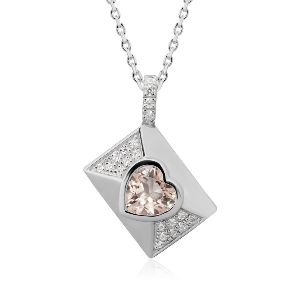 Bezel Set Heart Shaped Morganite Neckace - LUO Jewelry #metal_platinum