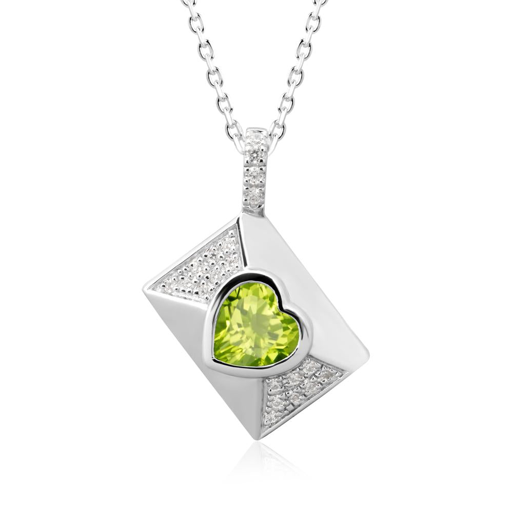Secret Admirer Peridot Envelope Necklace - LUO Jewelry #metal_14k white gold
