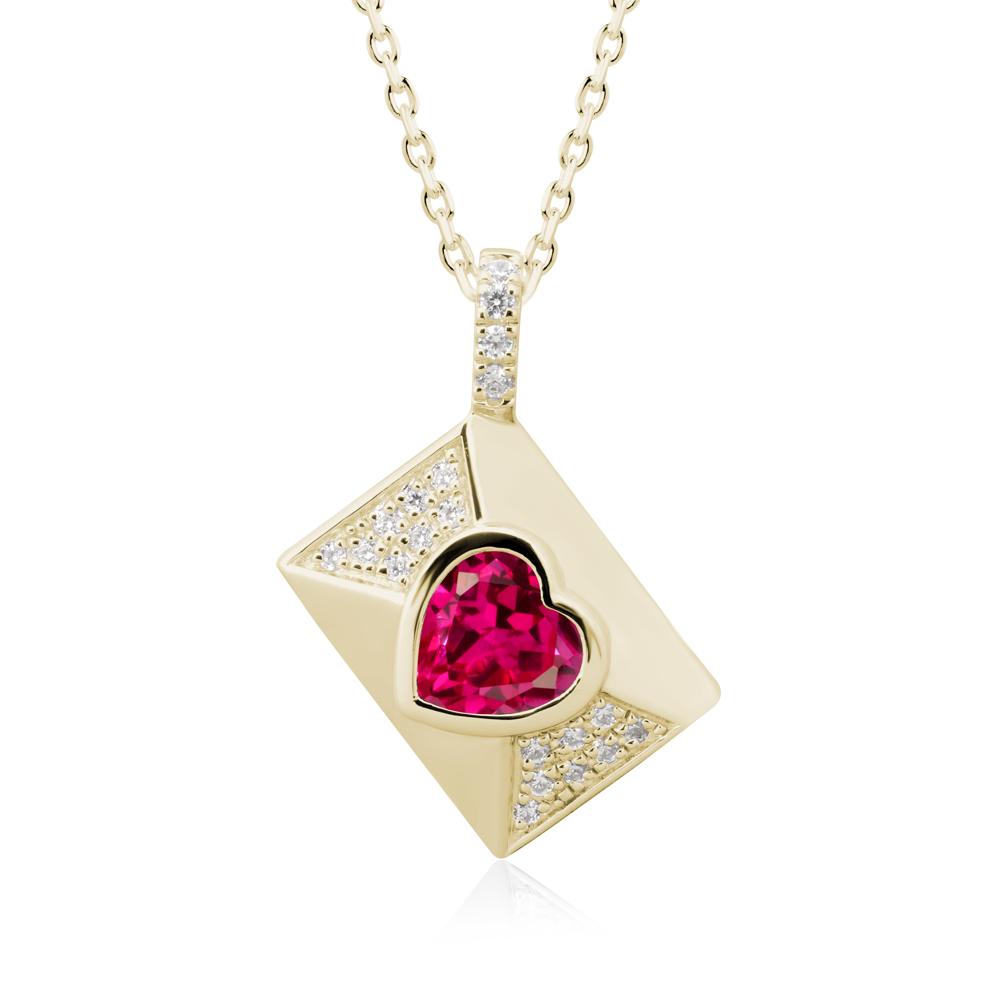 Heart Shaped Ruby Love Letter Envelope Pendant - LUO Jewelry #metal_14k yellow gold