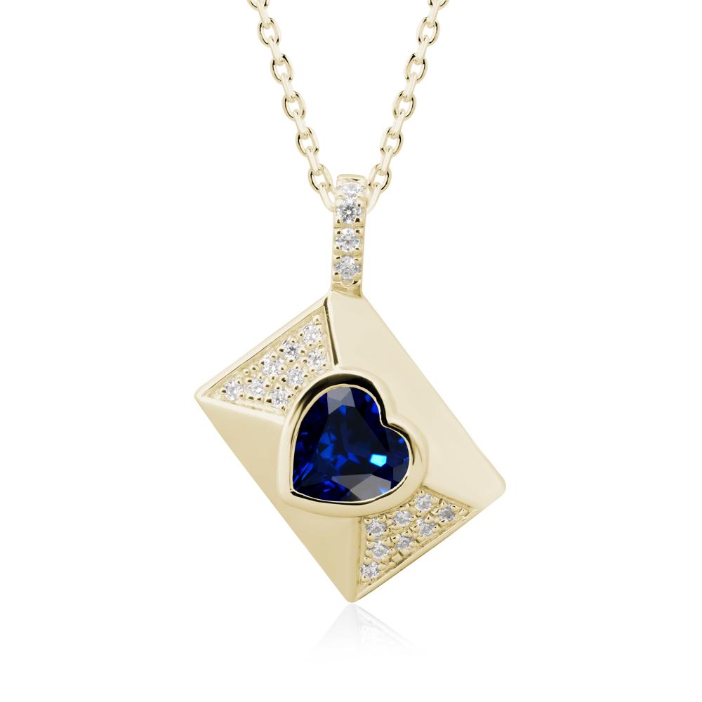 Secret Admirer Sapphire Envelope Necklace - LUO Jewelry #metal_14k yellow gold