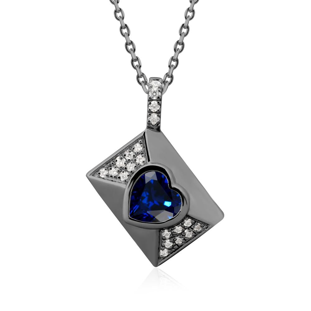 Secret Admirer Sapphire Envelope Necklace - LUO Jewelry #metal_black finish sterling silver