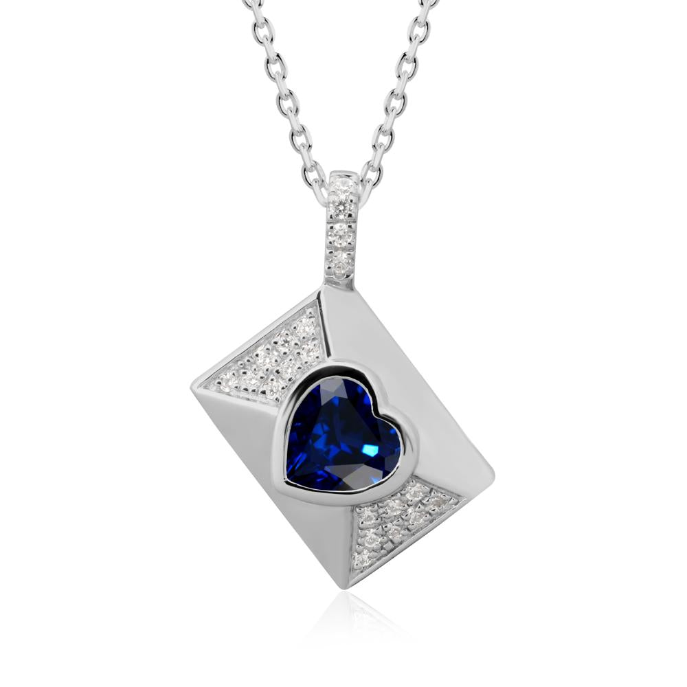 Secret Admirer Sapphire Envelope Necklace - LUO Jewelry #metal_platinum