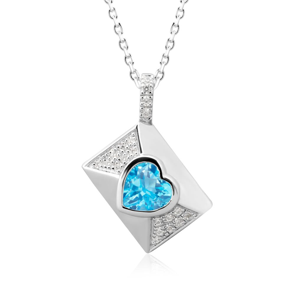 Heart Shaped Swiss Blue Topaz Love Letter Envelope Pendant - LUO Jewelry #metal_14k white gold