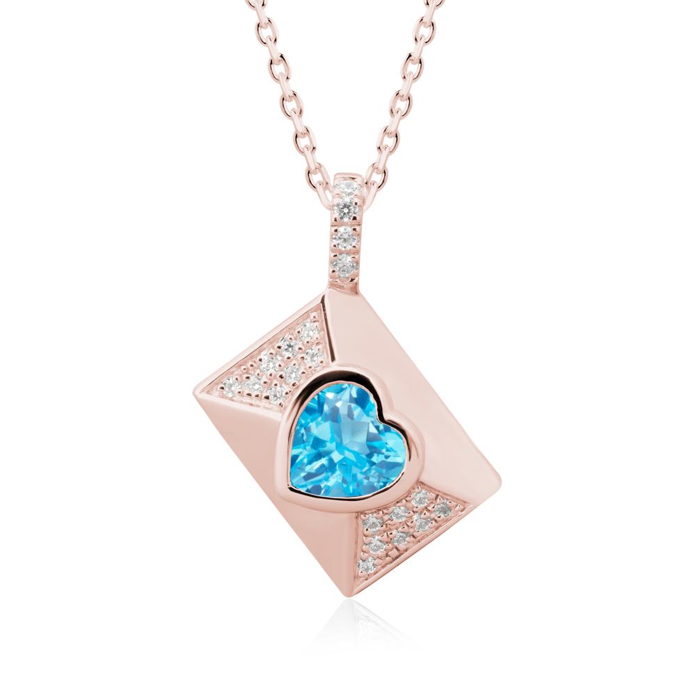 Heart Shaped Swiss Blue Topaz Love Letter Envelope Pendant - LUO Jewelry #metal_18k rose gold