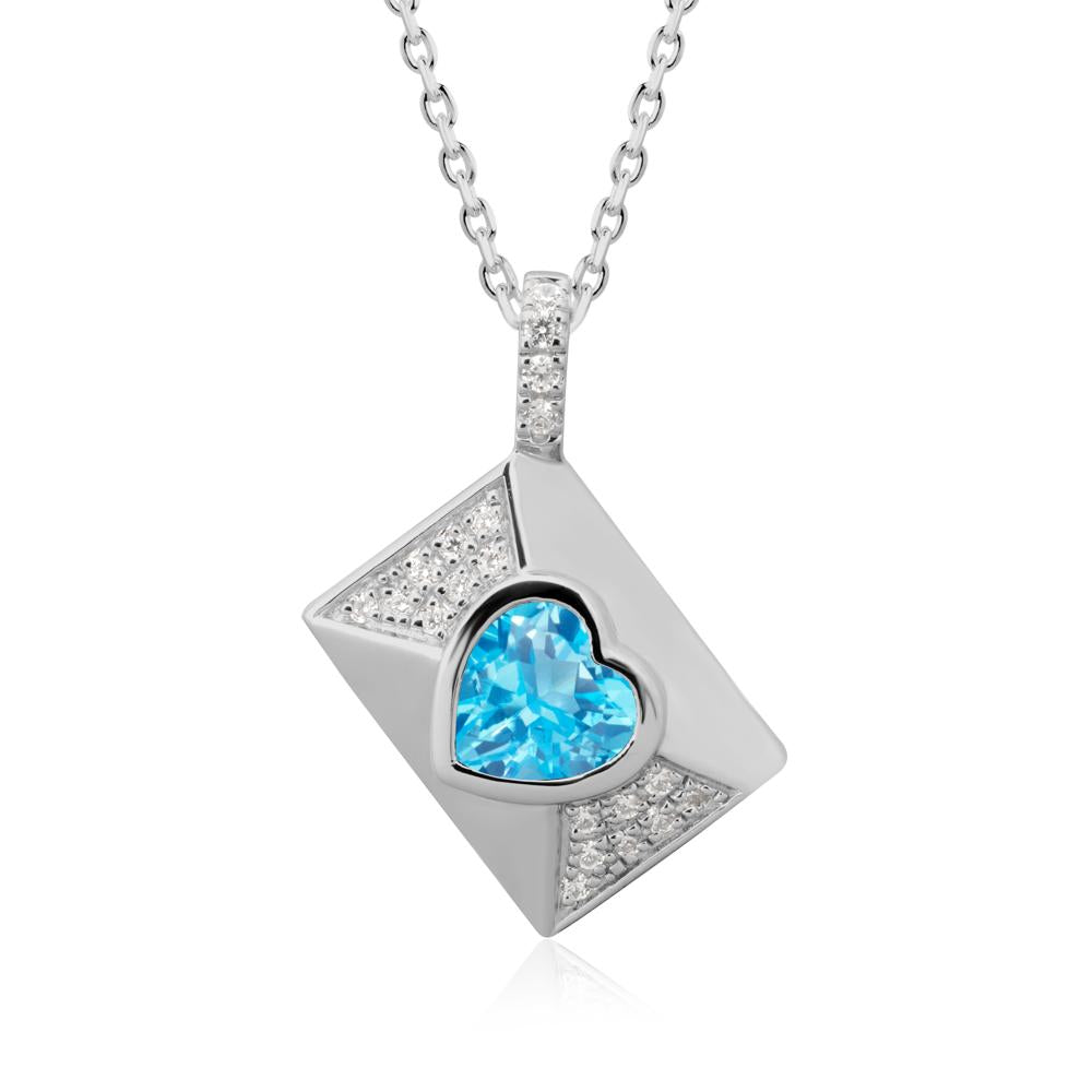 Heart Shaped Swiss Blue Topaz Love Letter Envelope Pendant - LUO Jewelry #metal_platinum