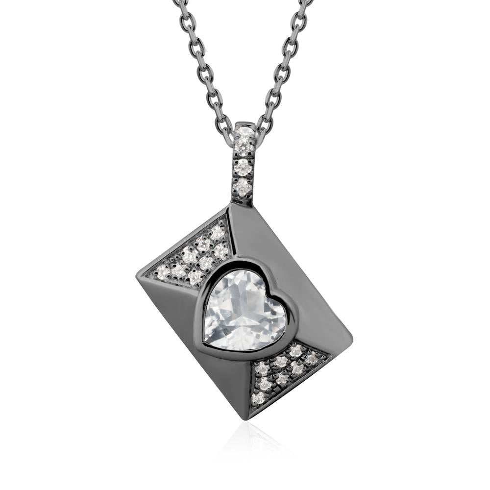 Secret Admirer White Topaz Envelope Necklace - LUO Jewelry #metal_black finish sterling silver