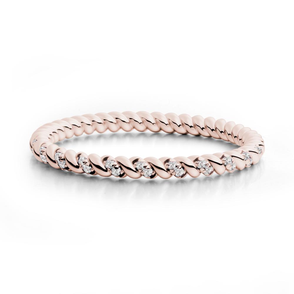 Twist Band Cubic Zirconia Wedding Ring - LUO Jewelry #metal_14k rose gold