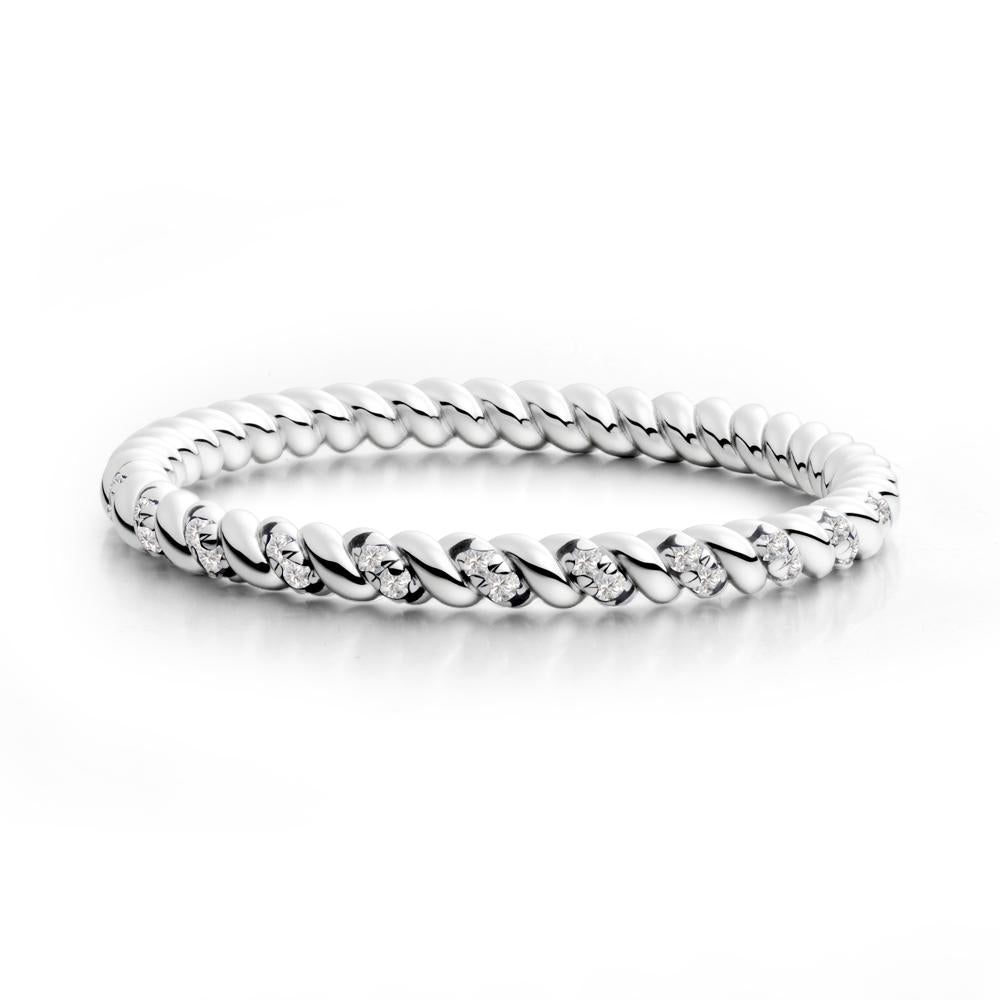 Twist Band Cubic Zirconia Wedding Ring - LUO Jewelry #metal_18k white gold
