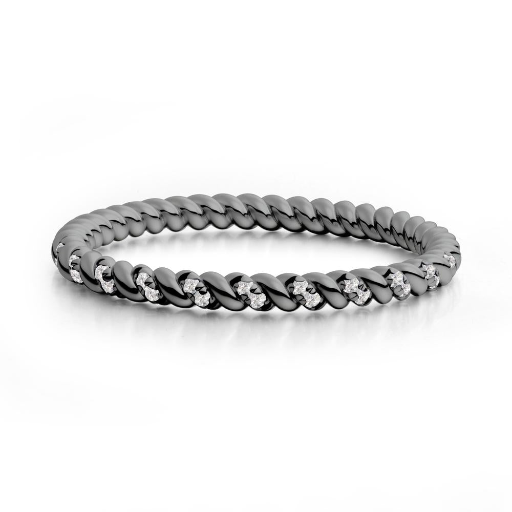 Twist Band Cubic Zirconia Wedding Ring - LUO Jewelry #metal_black finish sterling silver