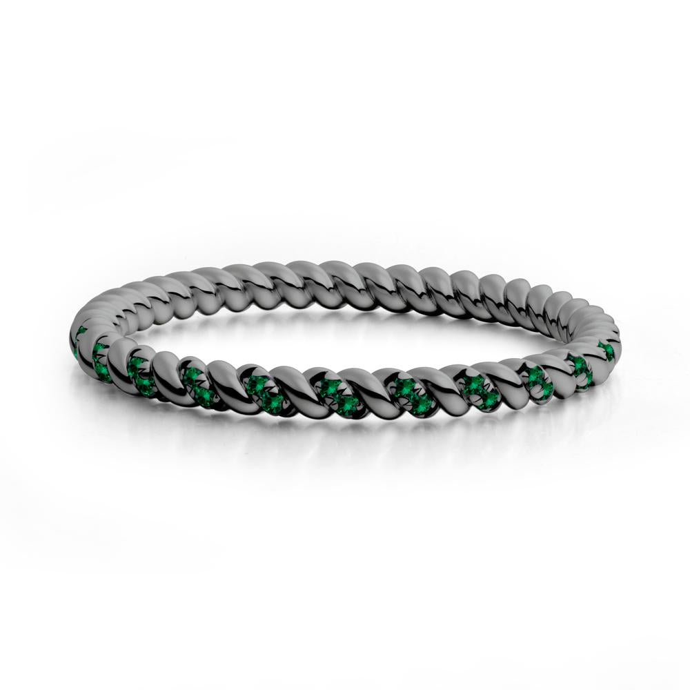 Emerald Accent Twisted Stackable Ring - LUO Jewelry #metal_black finish sterling silver