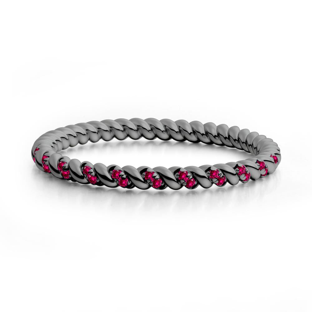 Round Ruby Rope Twist Eternity Ring - LUO Jewelry #metal_black finish sterling silver