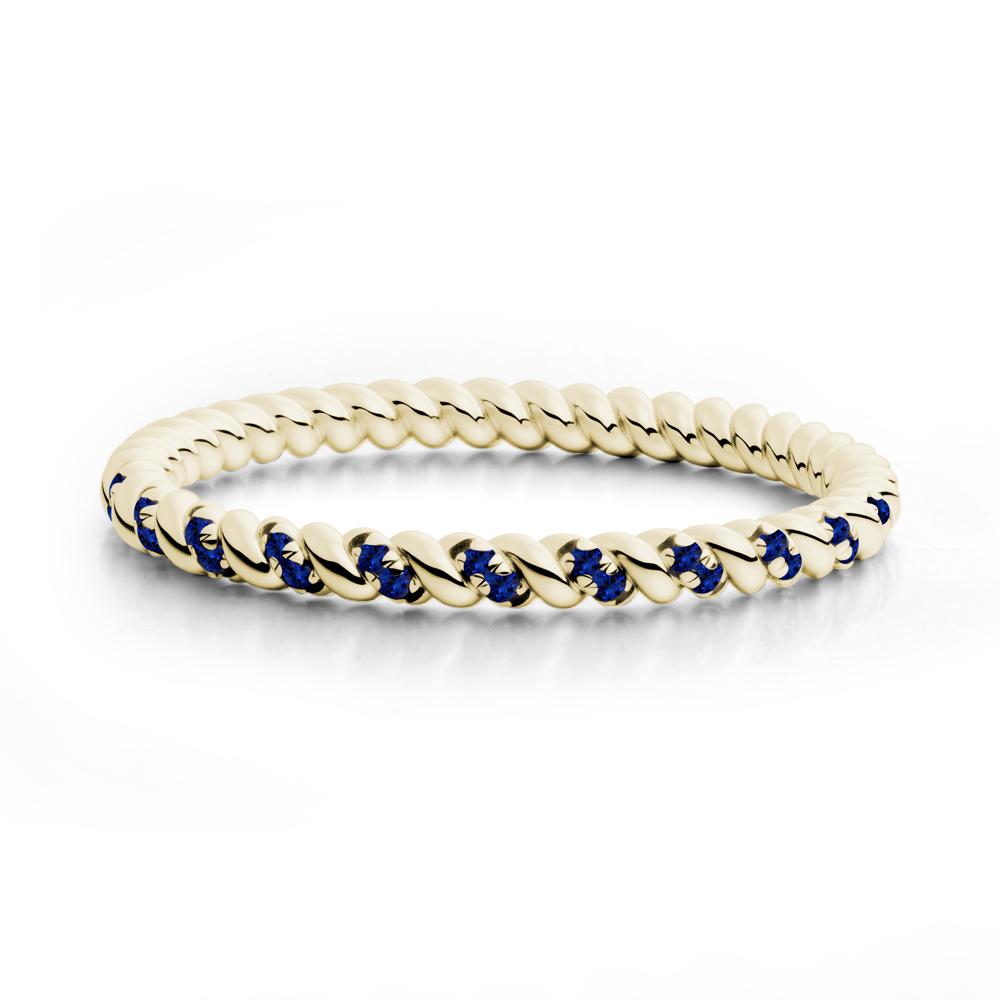 Round Sapphire Rope Twist Eternity Ring - LUO Jewelry #metal_14k yellow gold