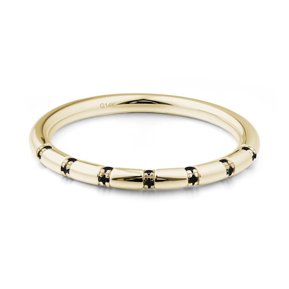 Black Spinel Stackable Wedding Band - LUO Jewelry #metal_14k yellow gold