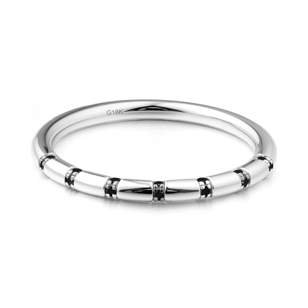 Black Spinel Stackable Wedding Band - LUO Jewelry #metal_18k white gold