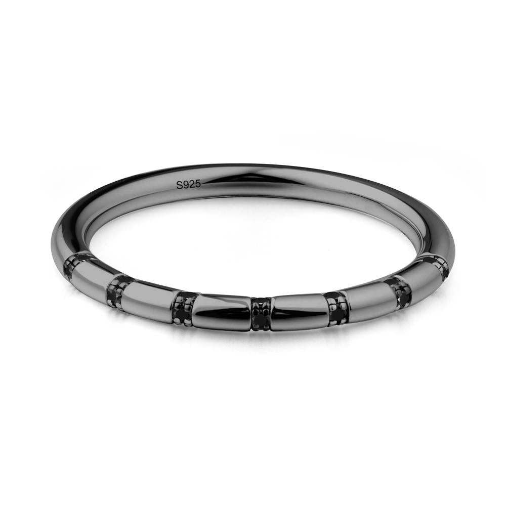 Black Spinel Stackable Wedding Band - LUO Jewelry #metal_black finish sterling silver