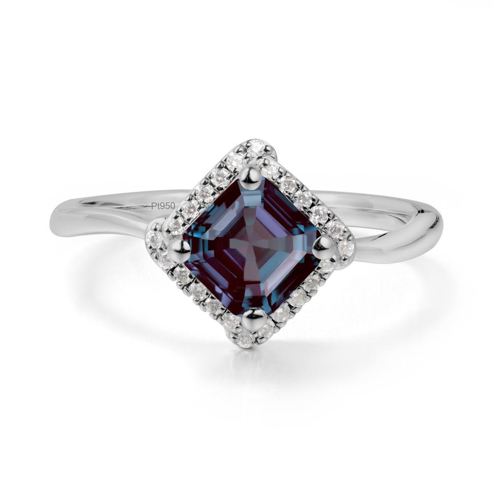 Halo Asscher Alexandrite Ring - LUO Jewelry #metal_platinum