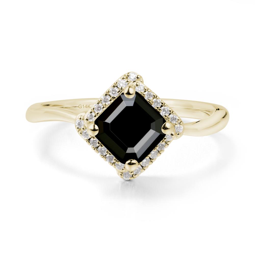 Halo Black Spinel Engagement Ring - LUO Jewelry #metal_14k yellow gold