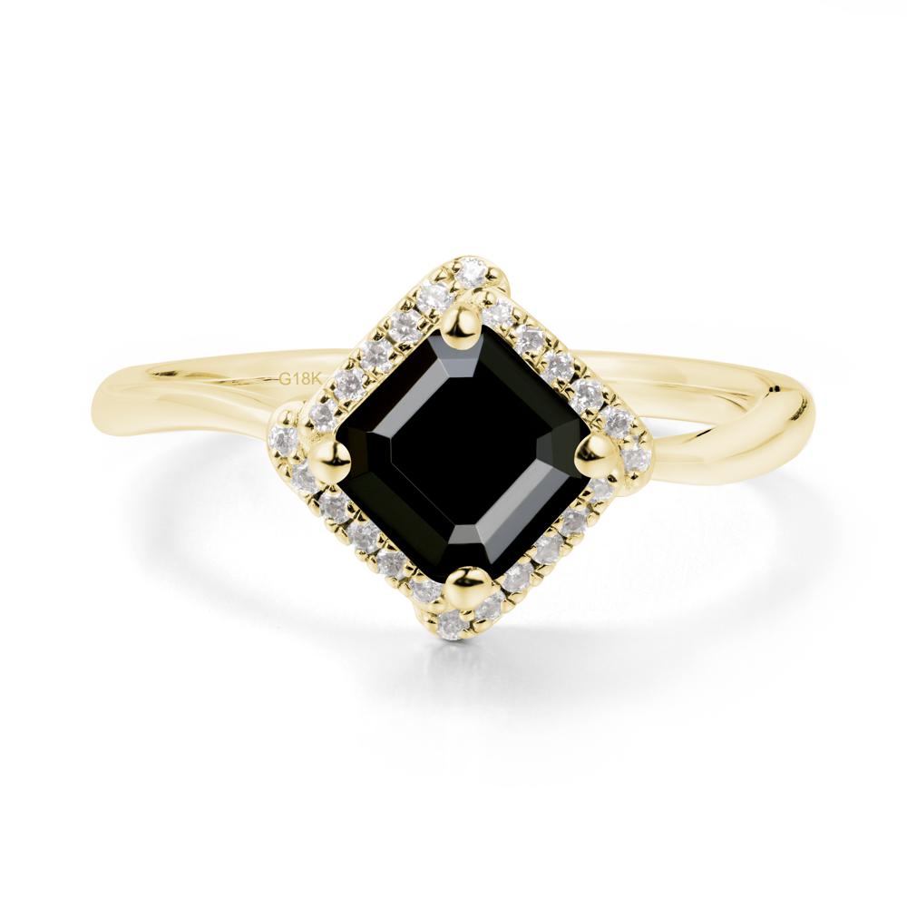 Halo Black Spinel Engagement Ring - LUO Jewelry #metal_18k yellow gold